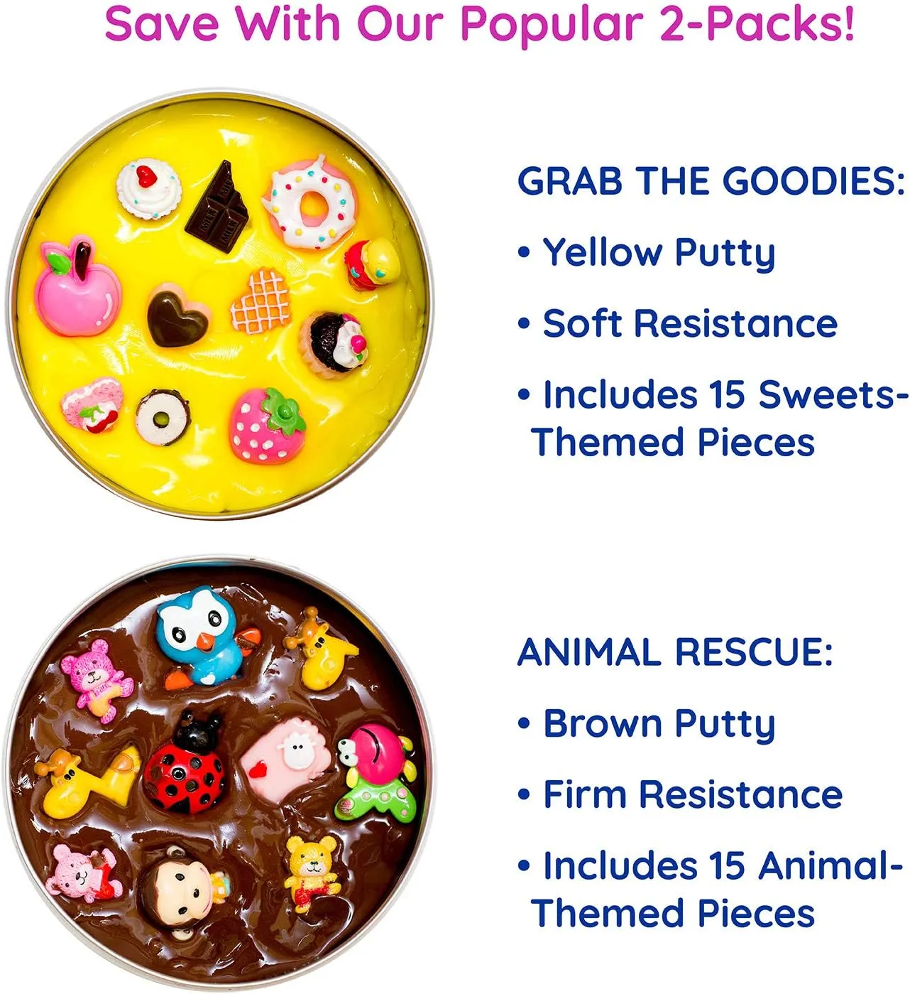 Fun and Function - The Original Discovery Putty - Therapy Putty for Kids w/Hidden Pieces - Grab The Goodies & Animal Rescue