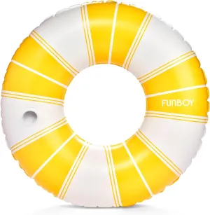 FUNBOY Giant Vintage Stripe Inflatable Pool Float with Cup Holder 48" Pool Float for Adults|Inner Tube Pool Toys Swim Rings Swimming Pool Accessories & Pool Lounger Float for Pool Party & Summer