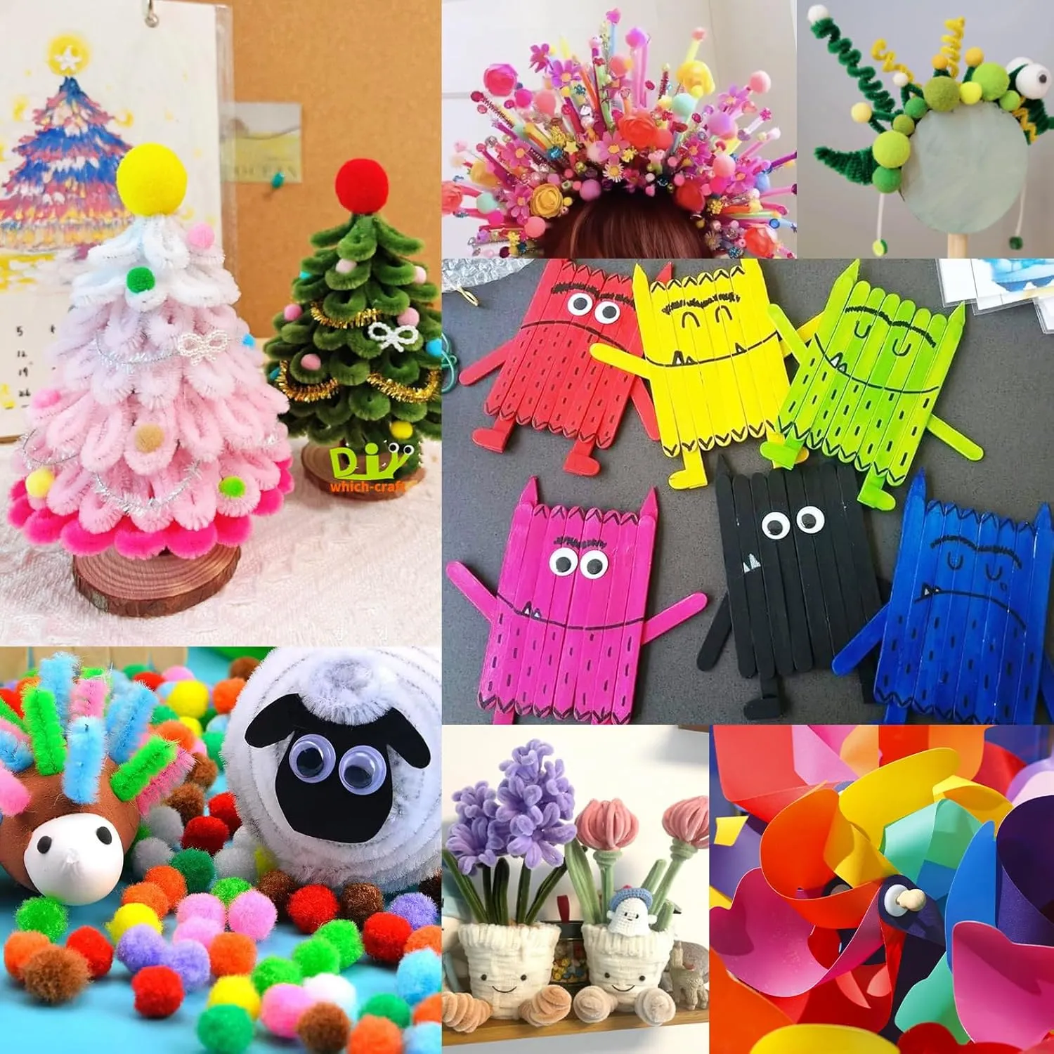 FUNZBO Arts and Crafts Supplies for Kids -Kids Craft Kit with Pipe Cleaners, Popsicle Sticks, Pompoms & Stickers, All in One Homeschool Supplies, Toys Crafts for Girls Boys Age 4 