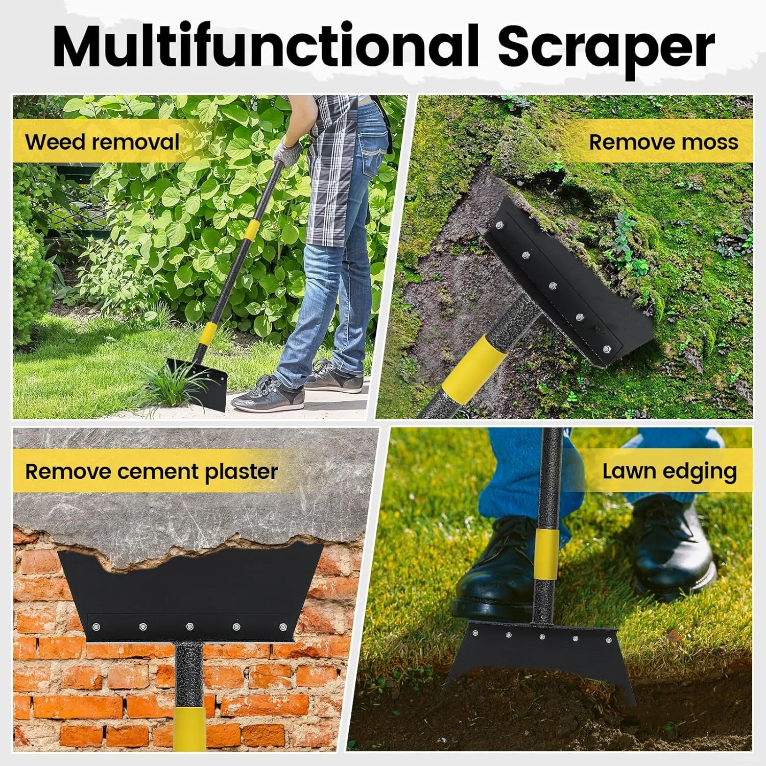 Garden Flat Shovel - Weeding Tool, Heavy Duty Multifunctional Cleaning Shovel Floor Scraper, 60" Long Handle Ice Chopper Snow Spade Garden Tool for Lawn Edging, Scraping, Ice Removal
