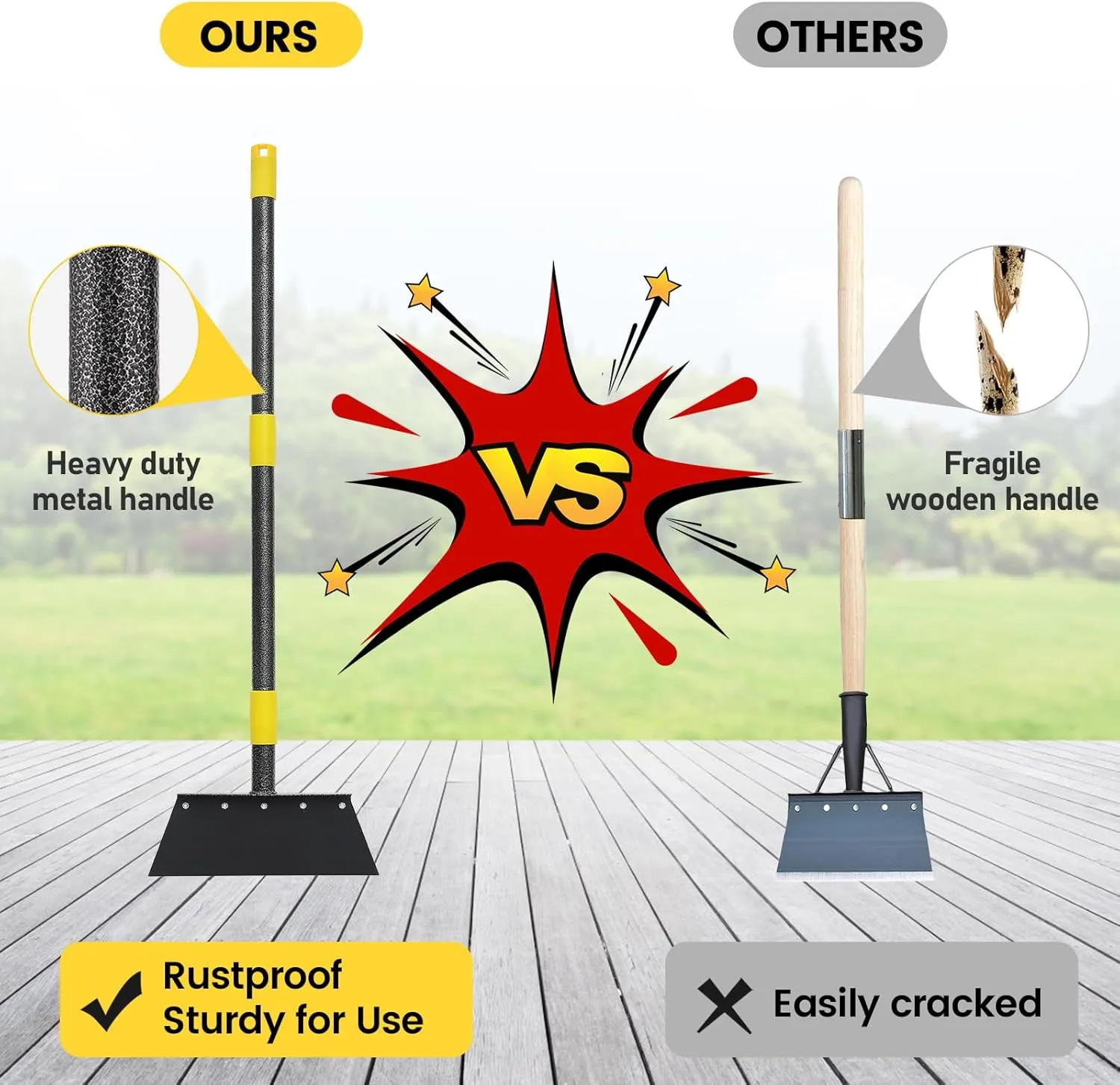 Garden Flat Shovel - Weeding Tool, Heavy Duty Multifunctional Cleaning Shovel Floor Scraper, 88" Long Handle Ice Chopper Snow Spade Garden Tool for Lawn Edging, Scraping, Ice Removal