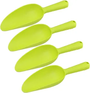 Gardening Loosening Shovel, Plastic Garden Shovel with Scale, Multipurpose Bonsai Flower Vegetable Scoop, Pack of 4, Light Green