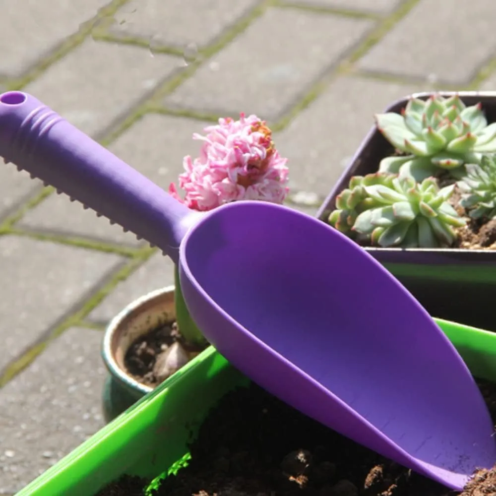 Gardening Loosening Shovel, Plastic Garden Shovel with Scale, Multipurpose Bonsai Flower Vegetable Scoop, Pack of 4, Light Green