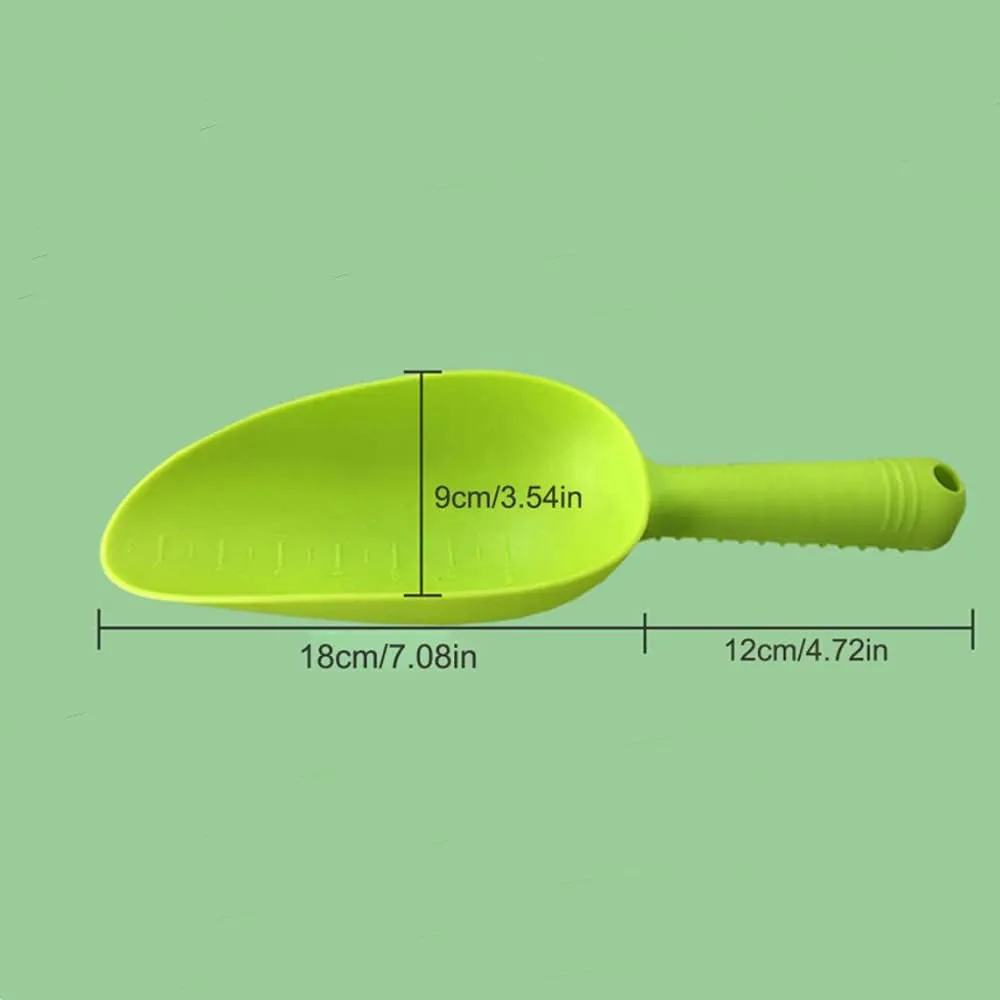 Gardening Loosening Shovel, Plastic Garden Shovel with Scale, Multipurpose Bonsai Flower Vegetable Scoop, Pack of 4, Light Green