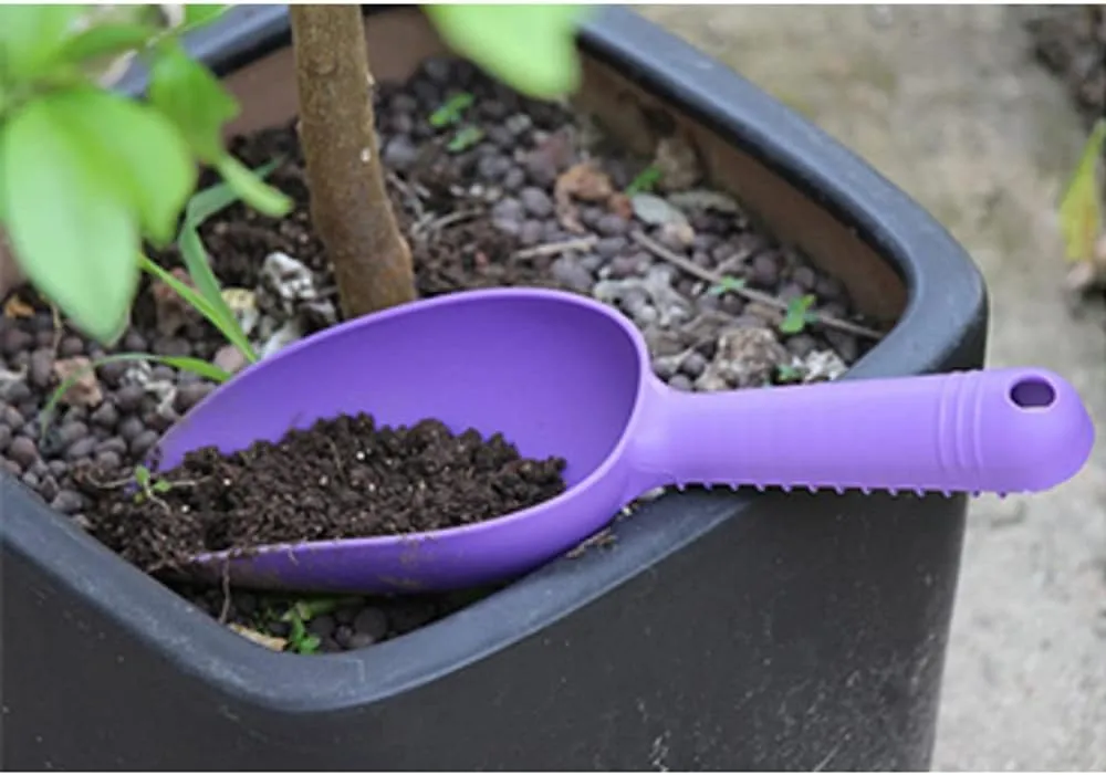 Gardening Loosening Shovel, Plastic Garden Shovel with Scale, Multipurpose Bonsai Flower Vegetable Scoop, Pack of 4, Light Green