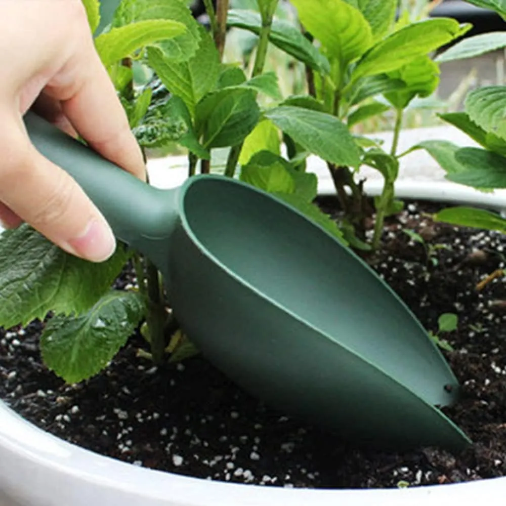 Gardening Loosening Shovel, Plastic Garden Shovel with Scale, Multipurpose Bonsai Flower Vegetable Scoop, Pack of 4, Light Green