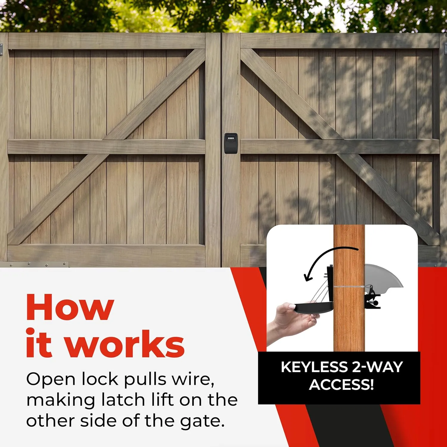 Gate Lock XLB – Secure Keyless Fence Lock and Latch with 2-Way Access – Strong Durable System for Theft Prevention and Home Security, Easy Installation on Wood or Vinyl Gates/Fences (XLB – 1-Pack)