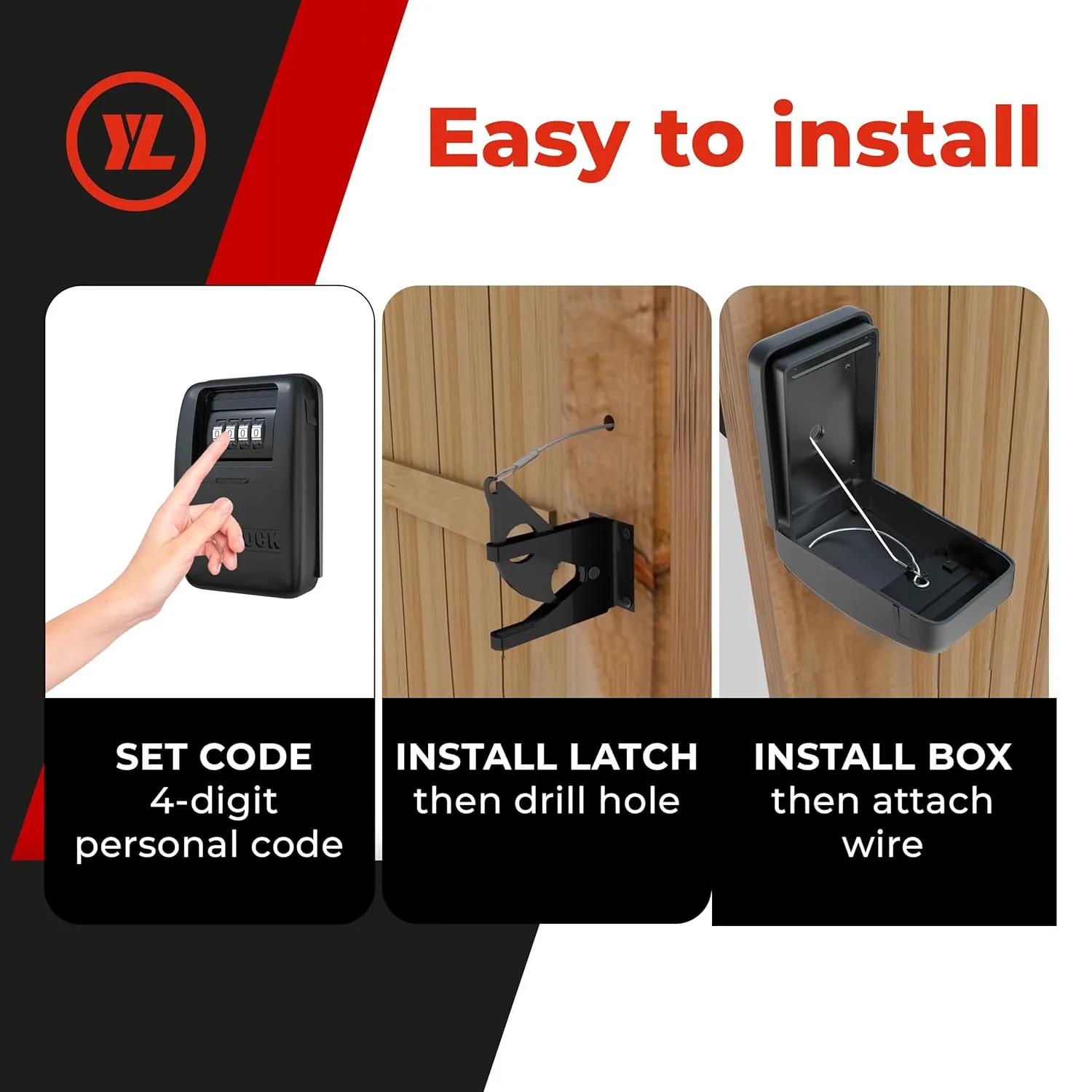 Gate Lock XLB – Secure Keyless Fence Lock and Latch with 2-Way Access – Strong Durable System for Theft Prevention and Home Security, Easy Installation on Wood or Vinyl Gates/Fences (XLB – 1-Pack)