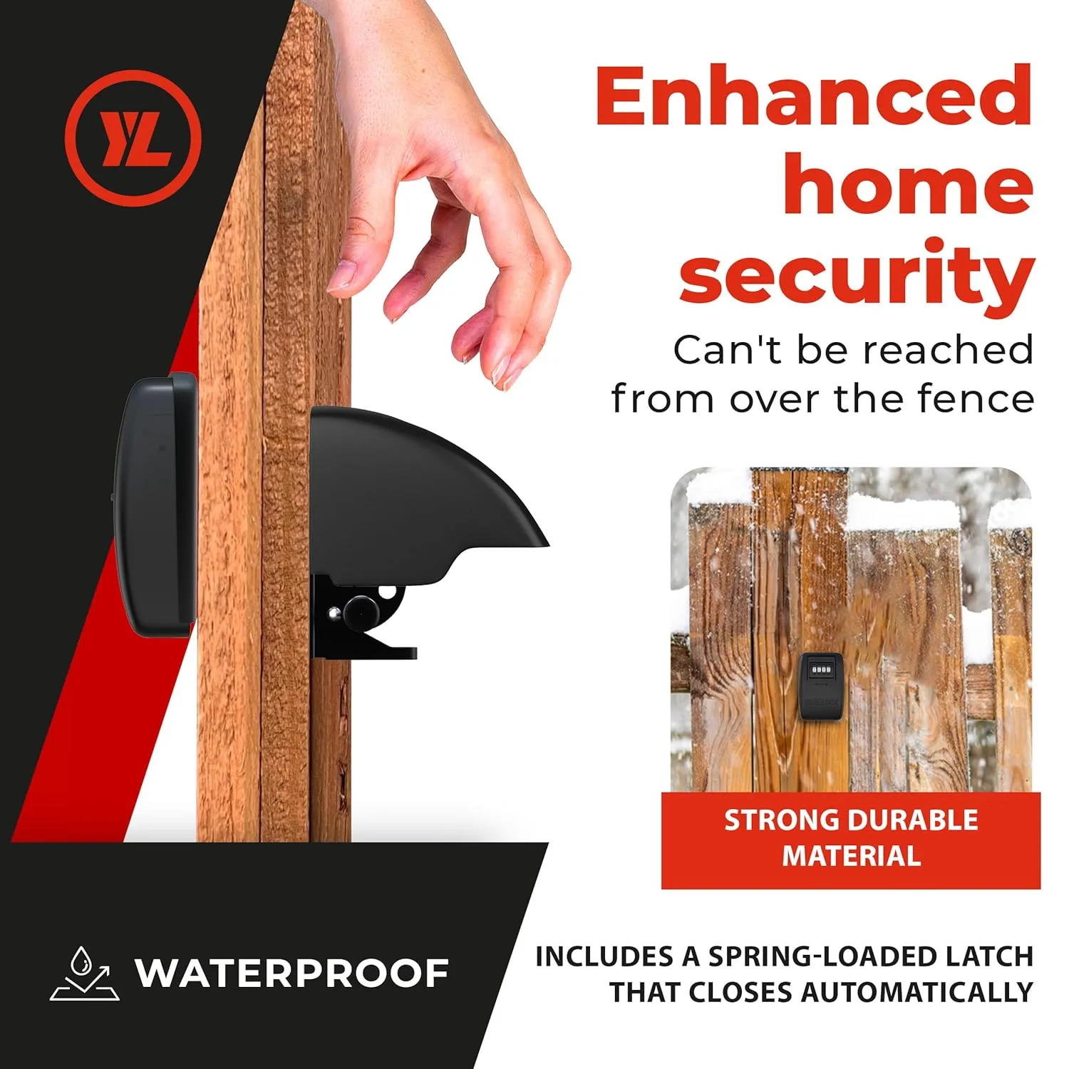 Gate Lock XLB – Secure Keyless Fence Lock and Latch with 2-Way Access – Strong Durable System for Theft Prevention and Home Security, Easy Installation on Wood or Vinyl Gates/Fences (XLB – 1-Pack)