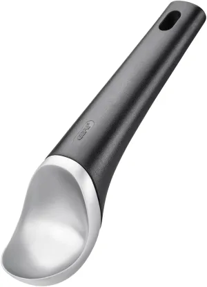 GEFU Ice Cream Scoop - Italia - Ergonomic Ice Cream Spoon for Hard Ice Cream, Scoop for Ice Cream Balls, Comfortable to Use, Dishwasher Safe - Black/Silver