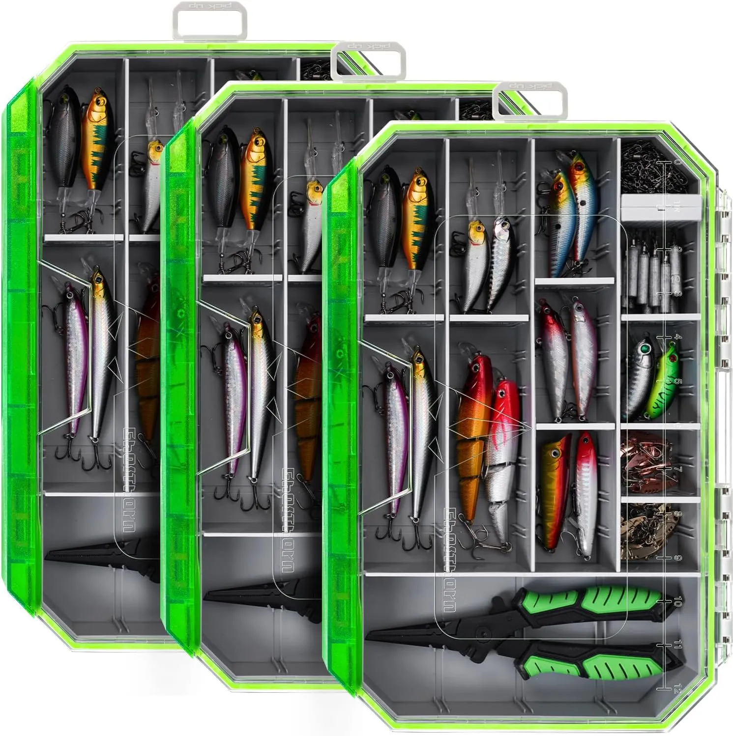 Ghosthor Fishing Tackle Box, Waterproof 3600 and 3700 Tackle Trays, Plastic Tackle Box Organizer with Removable Dividers, Storage Lure Box and Terminal Tackle Storage