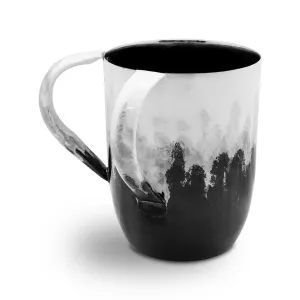 Gifts Plaza (D) Dual Handle Metal Washing Cup for Shabbat, Stainless Steel (Black & White Watercolour)