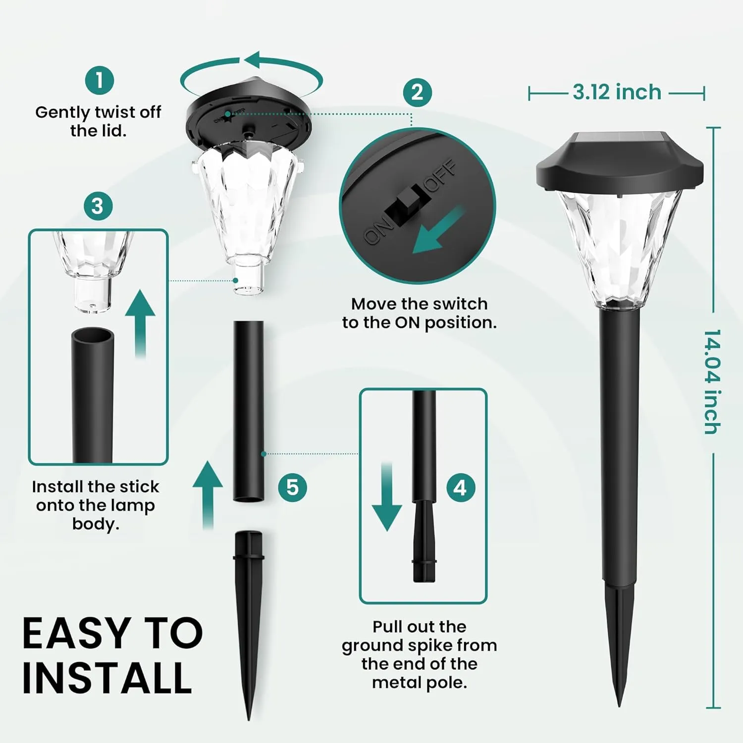 GIGALUMI 12 Pack Solar Lights Outdoor Waterproof,New Upgraded Light for Outside,Solar Garden Lights,Pathway Outdoor Light for Patio,Lawn,Yard and Landscape