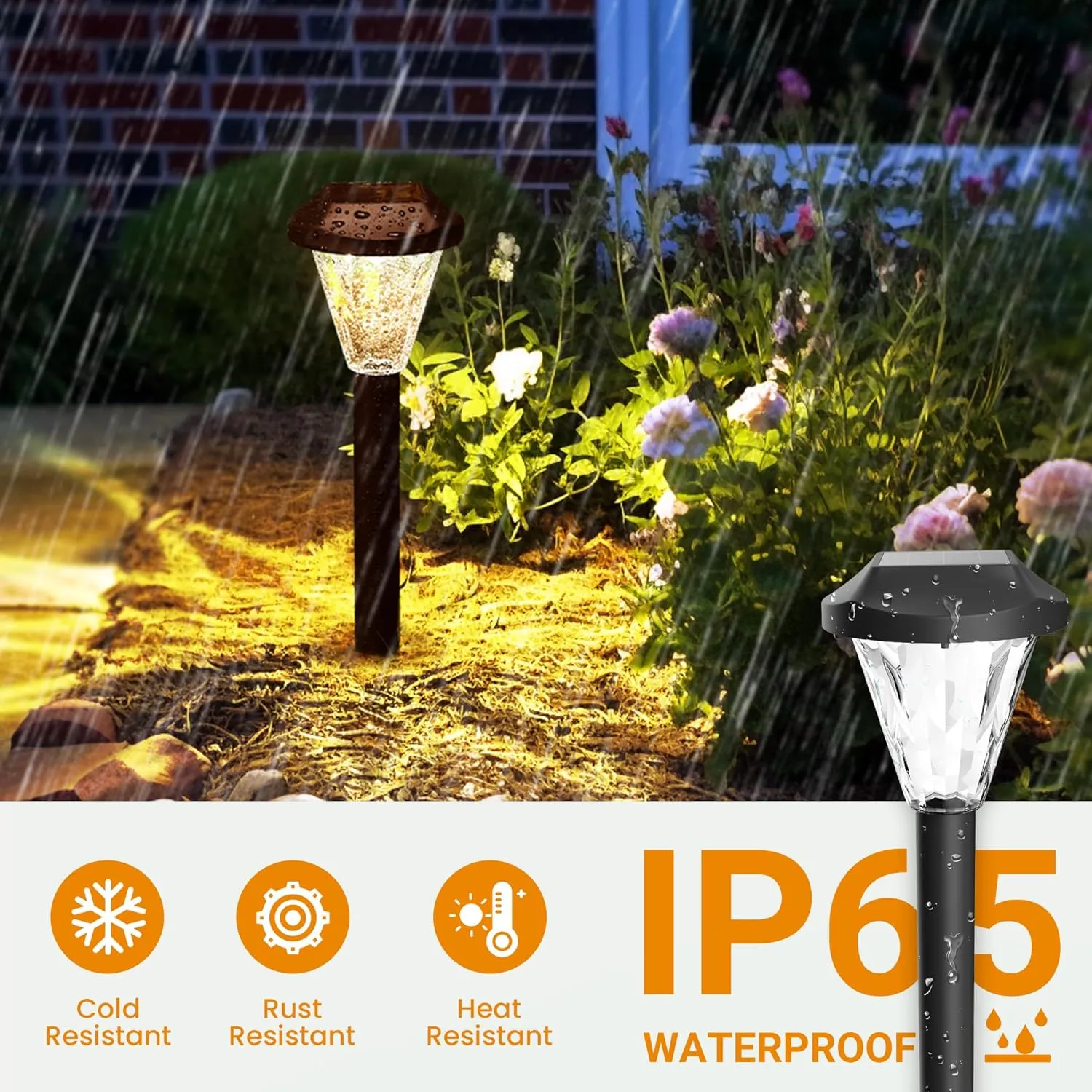 GIGALUMI 8 Pack Solar Lights Outdoor Waterproof,New Upgraded Solar-Powered Lights for Outside, Garden, Outdoor Light for Patio,Lawn,Yard and Landscape(Warm White)