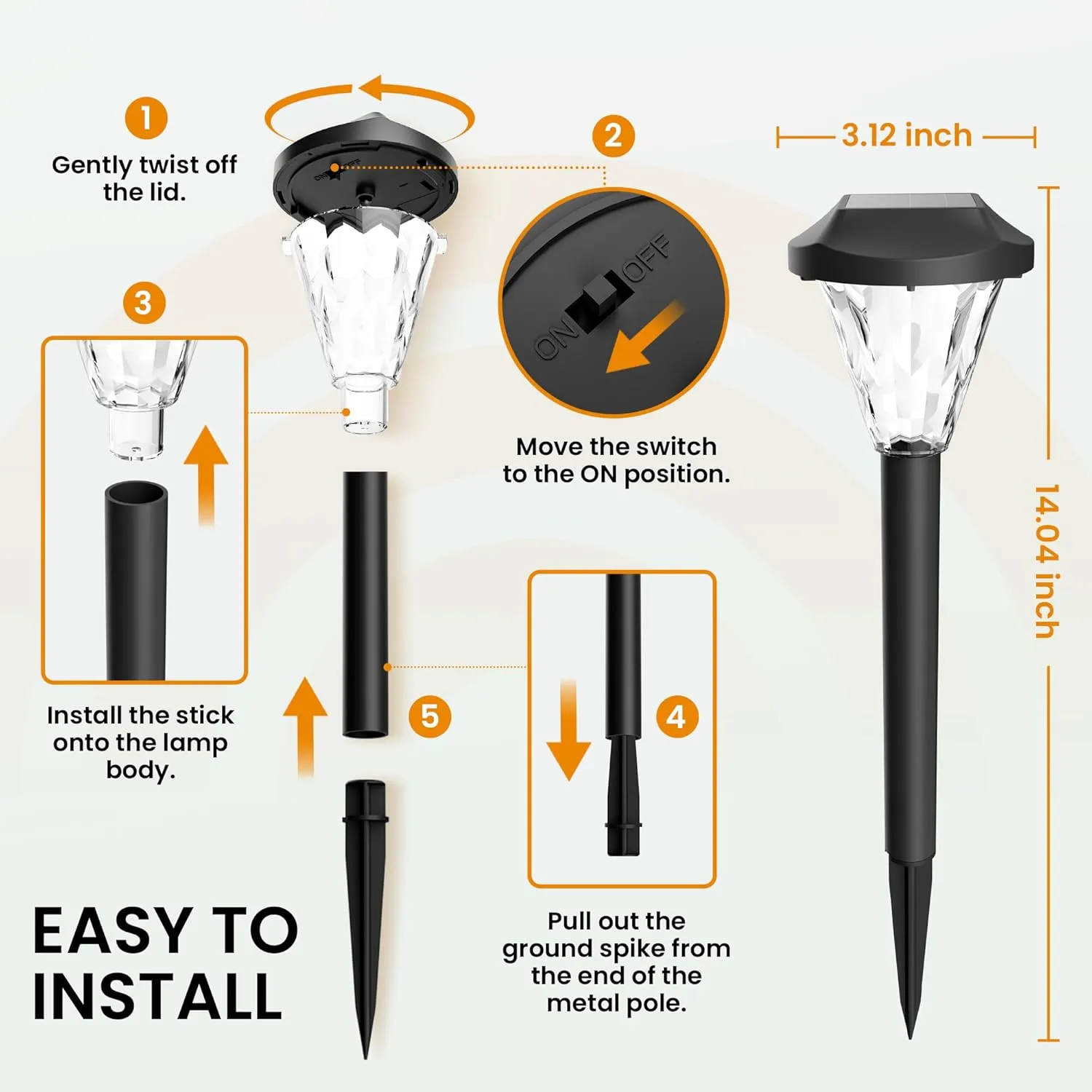 GIGALUMI 8 Pack Solar Lights Outdoor Waterproof,New Upgraded Solar-Powered Lights for Outside, Garden, Outdoor Light for Patio,Lawn,Yard and Landscape(Warm White)