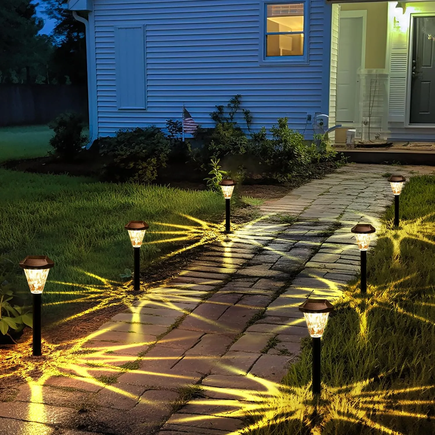 GIGALUMI 8 Pack Solar Lights Outdoor Waterproof,New Upgraded Solar-Powered Lights for Outside, Garden, Outdoor Light for Patio,Lawn,Yard and Landscape(Warm White)