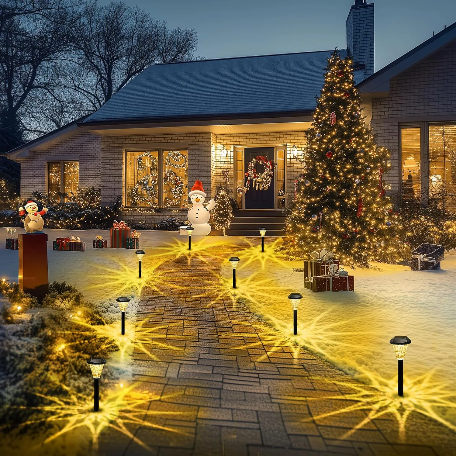 GIGALUMI 8 Pack Solar Lights Outdoor Waterproof,New Upgraded Solar-Powered Lights for Outside, Garden, Outdoor Light for Patio,Lawn,Yard and Landscape(Warm White)