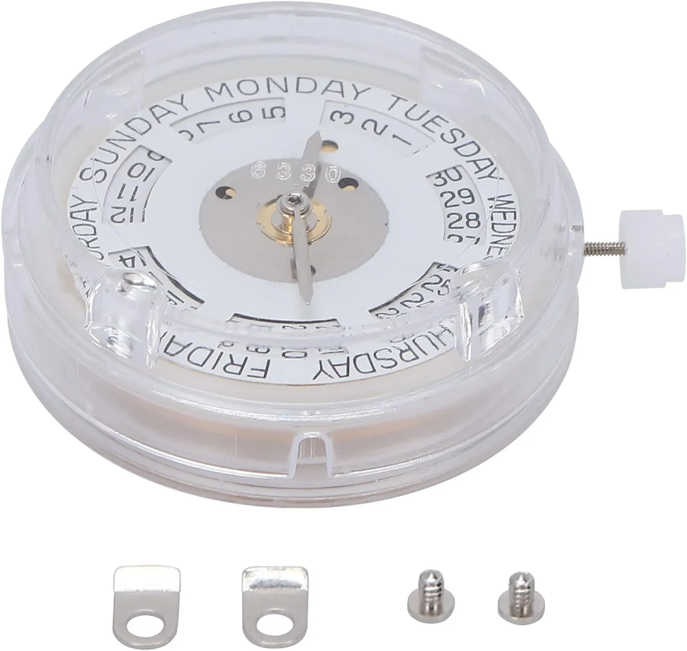 Gold Alloy 2834 Mechanical Watch Movement, 30mm Diameter, Repair Replacement Part, with Storage Box and Fixing Tools