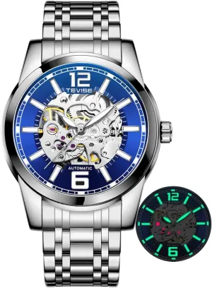Gold Black Fashion Watches Stainless Steel Automatic Mechanical Wrist Watch Clock Unique Gift for Men Relogio Masculino