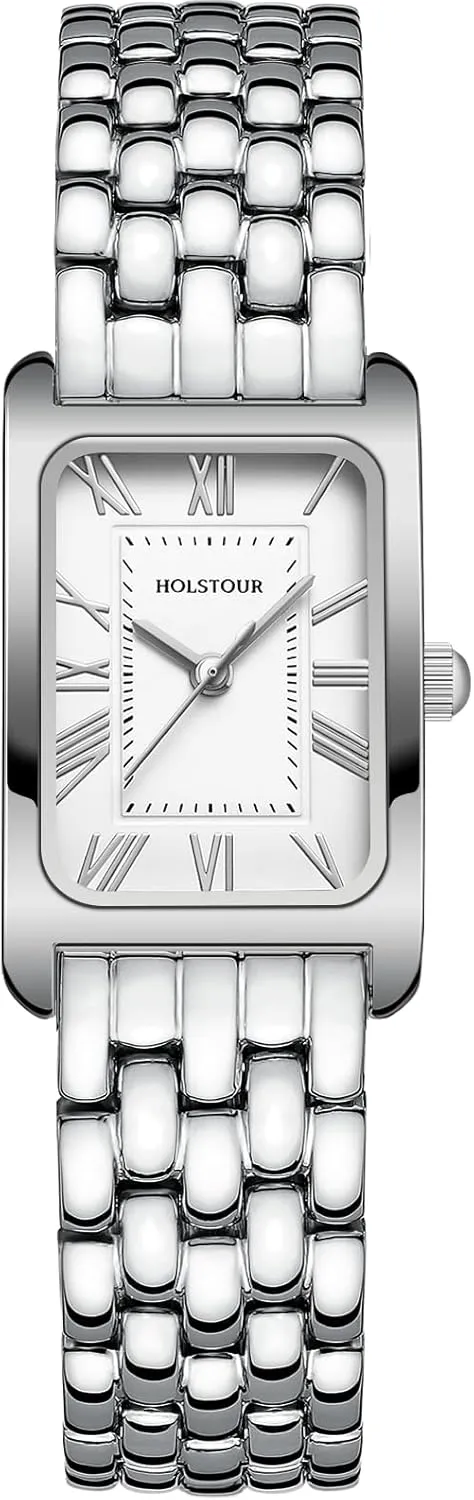 Gold Watches for Women Vintage Bracelet Roman Dial Rectangular Case Gold Watch Waterproof with Tools