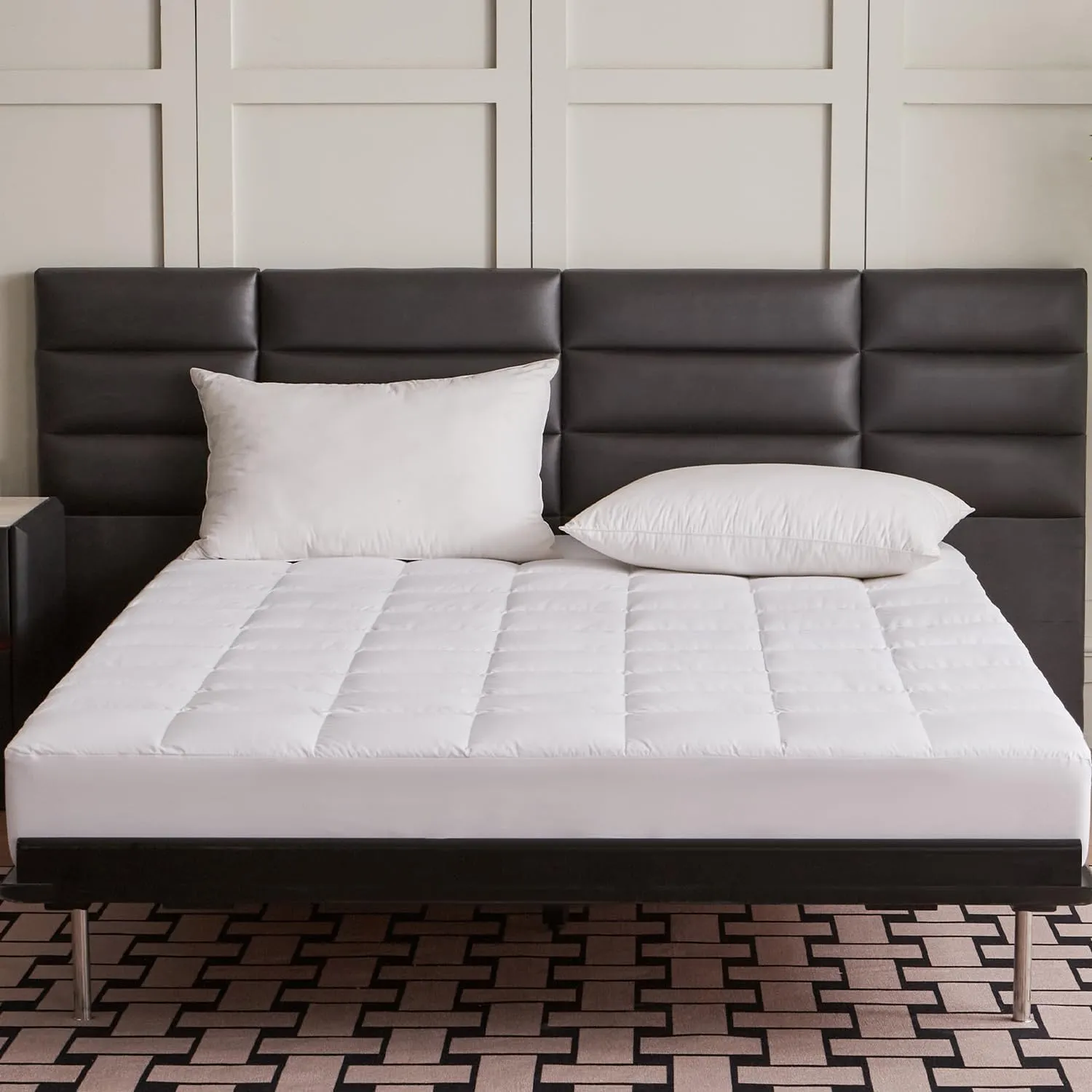Goose Feathers Down Mattress Pad, Quilted Queen Size Mattress Protector Waterproof, Breathable Mattress Cover, 18” Deep Pocket, Machine Washable(White,60"x80")