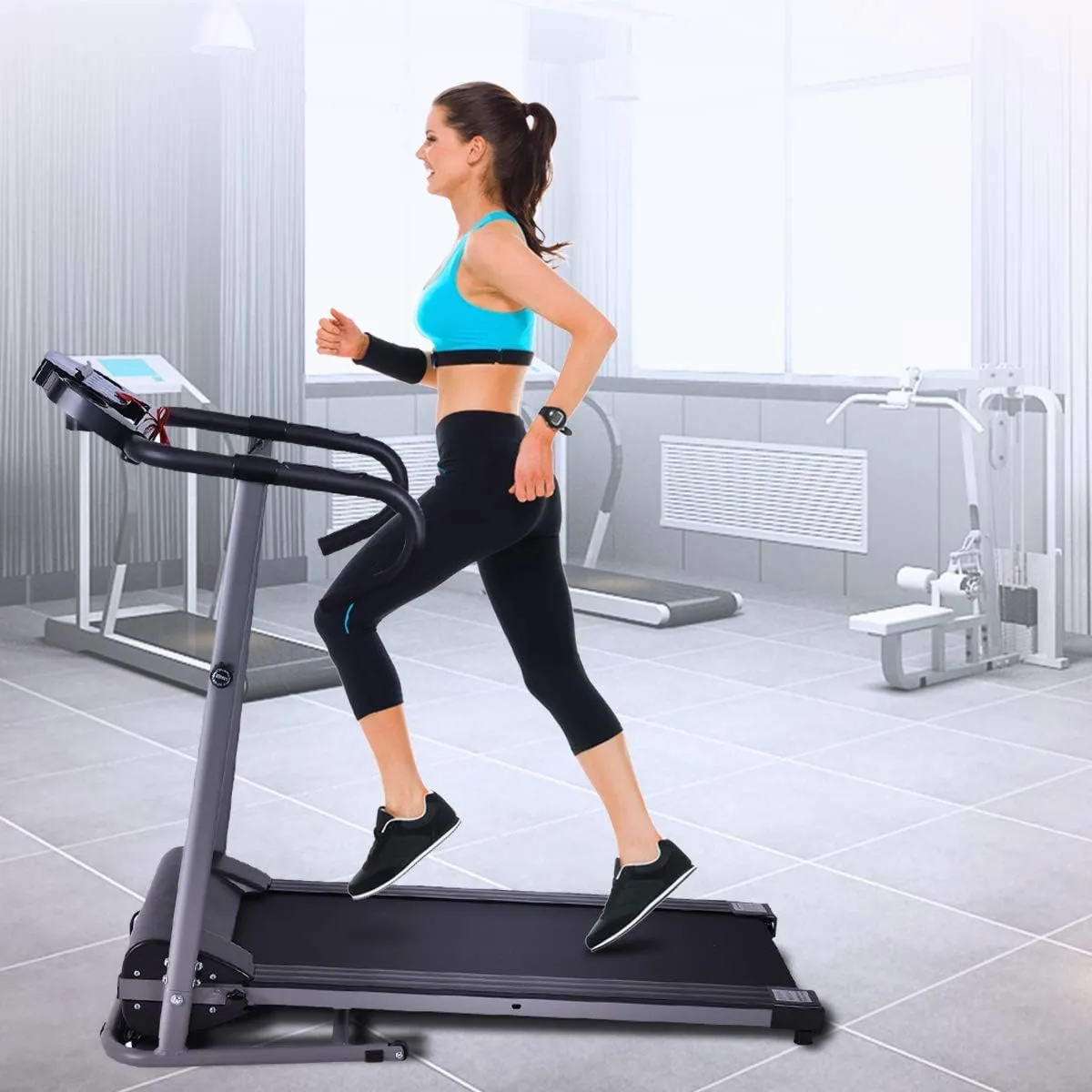 Goplus 1100W Folding Treadmill Electric Motorized Power Fitness Running Machine w/Support