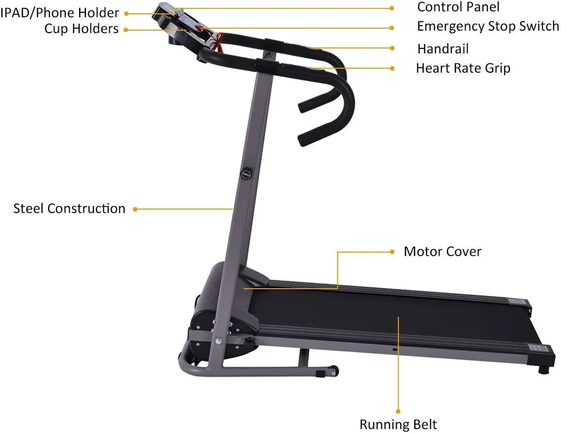 Goplus 1100W Folding Treadmill Electric Motorized Power Fitness Running Machine w/Support