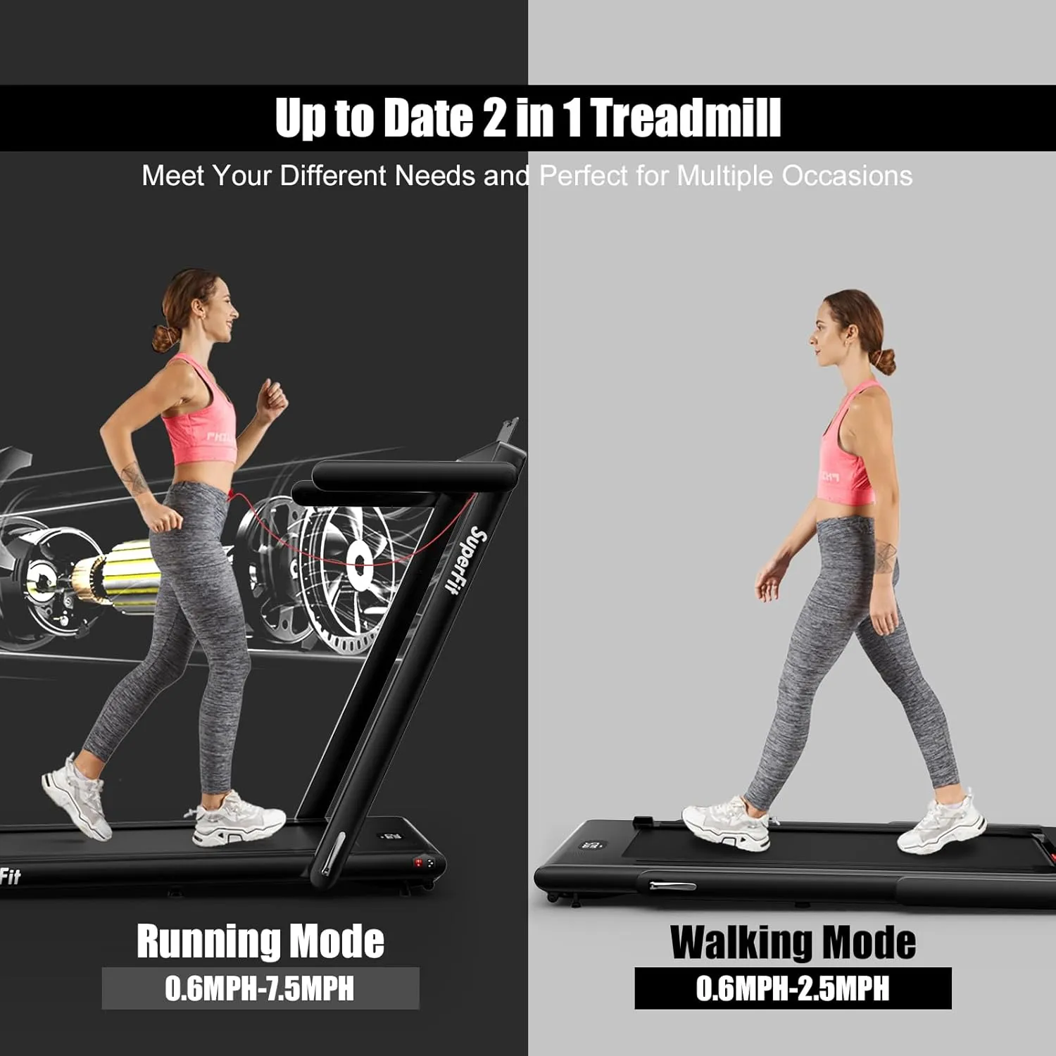 Goplus 1100W Folding Treadmill Electric Motorized Power Fitness Running Machine w/Support