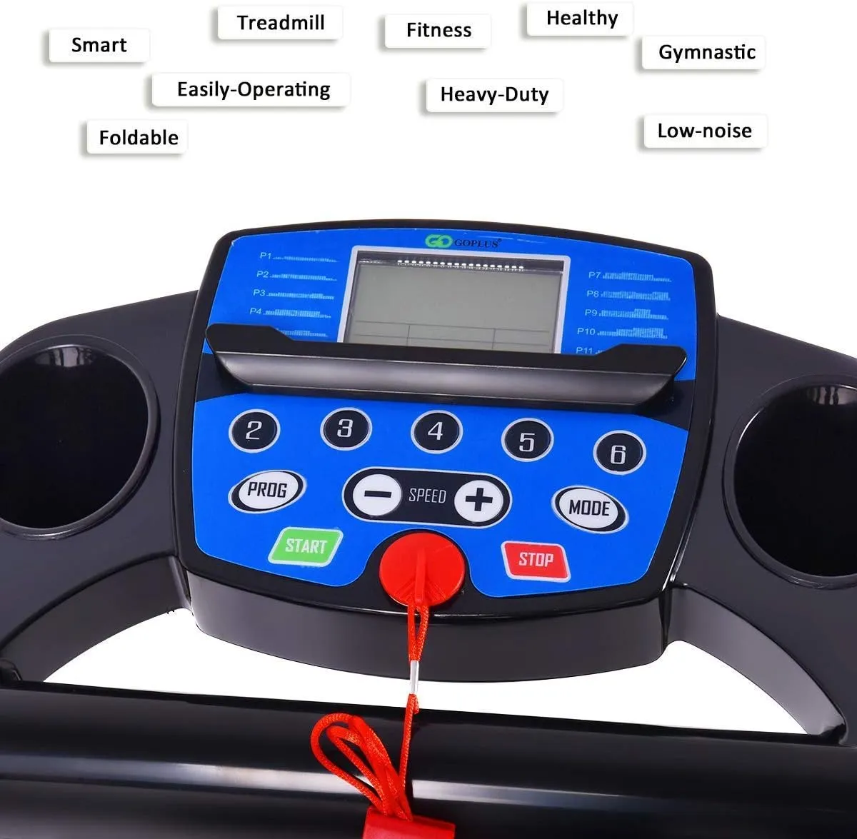 Goplus 1100W Folding Treadmill Electric Motorized Power Fitness Running Machine w/Support