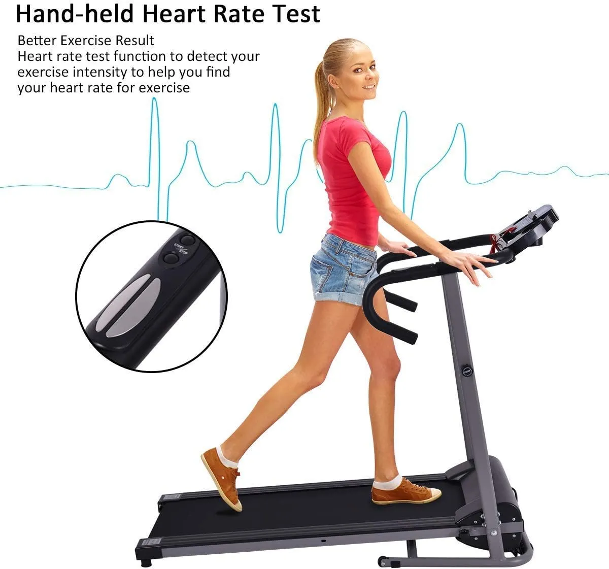 Goplus 1100W Folding Treadmill Electric Motorized Power Fitness Running Machine w/Support