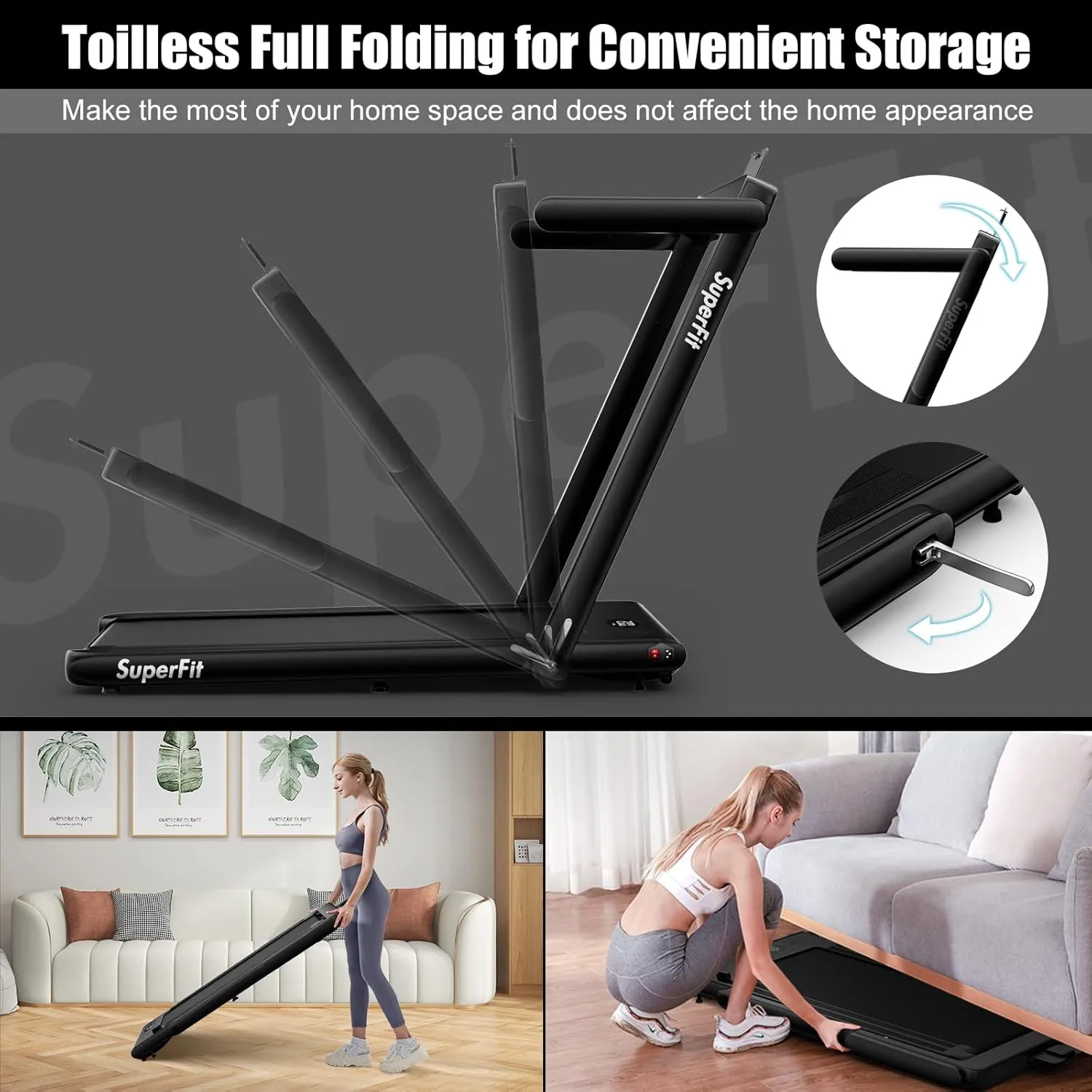 Goplus 1100W Folding Treadmill Electric Motorized Power Fitness Running Machine w/Support