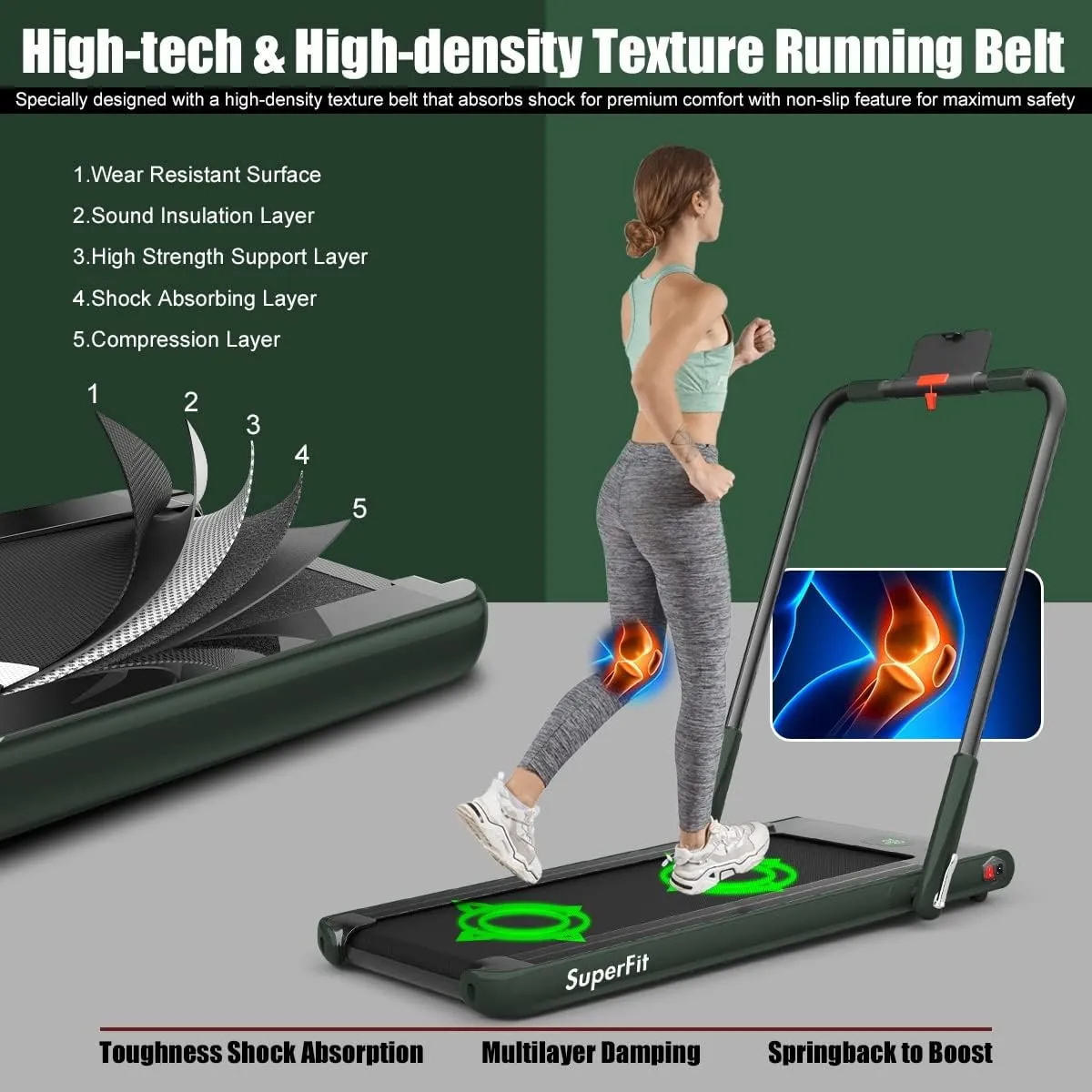 Goplus 2 in 1 Folding Treadmill, 2.25HP Under Desk Electric Superfit Treadmill, Installation-Free with APP Control, Remote Control, Bluetooth Speaker, LED Display, Walking for Home