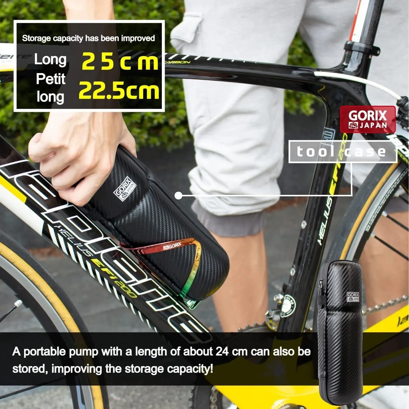 GORIX Bike Tool Case Box Bottle Waterproof Zip Carbon Pattern Road MTB Bicycle Cycling Black
