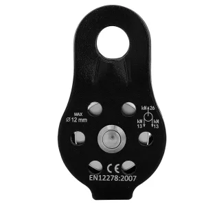 GOTOTOP Single Rope Pulley, 26KN Aluminium Alloy Fixed Plate Micro Pulley Rope Rescue Tool for Climbing, Hauling, Towing (Black)