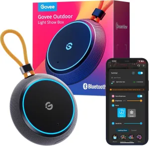 Govee Outdoor Light Show Box, 22 Music Modes and 20 Scene Modes, Bluetooth Smart Group Control 10 Devices, IP65 Waterproof, Battery Powered, USB Charged, Supports Govee Smart Color Lights