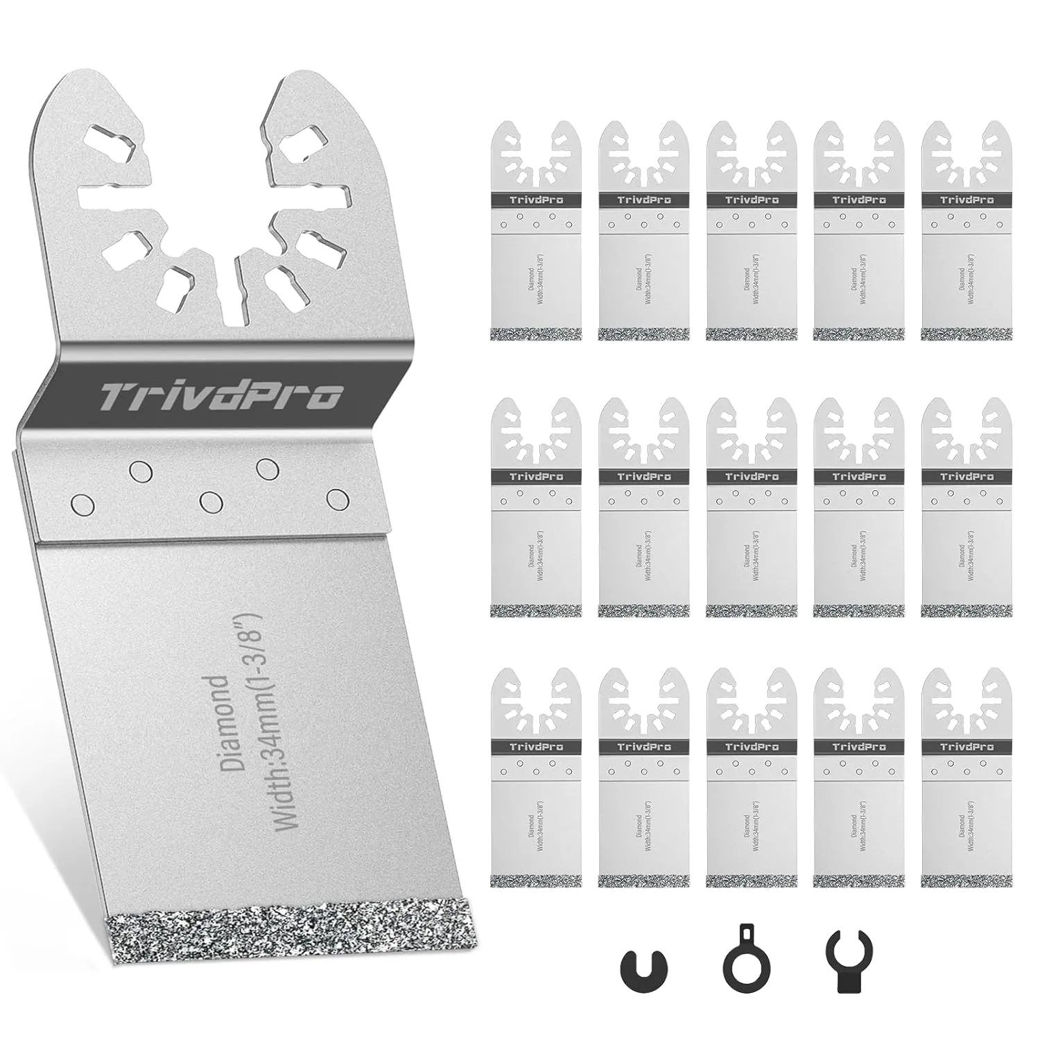 Grout Removal Tool Blade for Oscillating-Tool - TrivdPro 15pcs Grout Remover Tool Carbide Oscillating Multi Tool Blades Diamond Grout Removal Blade Tools for Tile, Concrete, Masonry, Cleaning Mortar