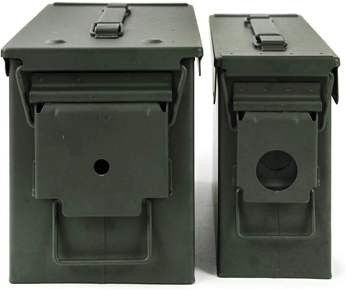 GUGULUZA Metal Ammo Can 30/50 Cal, Lockable Bullet Storage Case, Waterproof & Airtight Containers Box with Flip Top for Long-Term Storage Shotgun, Rifles, Pistols Ammunition