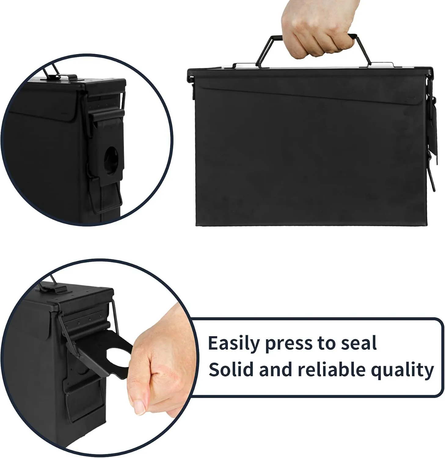 GUGULUZA Metal Ammo Can 30/50 Cal, Lockable Bullet Storage Case, Waterproof & Airtight Containers Box with Flip Top for Long-Term Storage Shotgun, Rifles, Pistols Ammunition