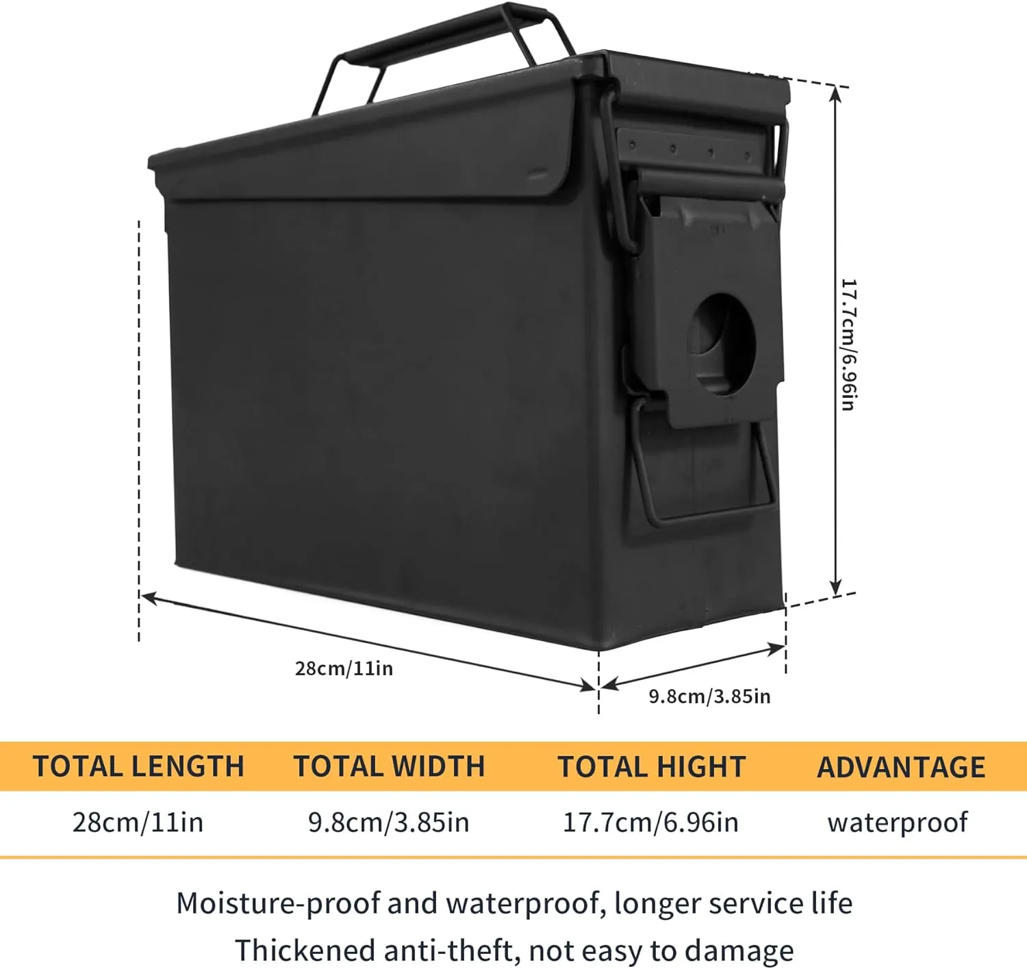 GUGULUZA Metal Ammo Can 30/50 Cal, Lockable Bullet Storage Case, Waterproof & Airtight Containers Box with Flip Top for Long-Term Storage Shotgun, Rifles, Pistols Ammunition