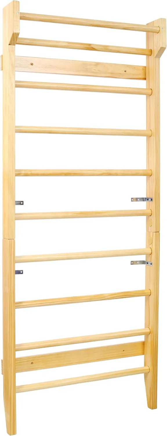 Gymnastics Wood Stall Bar, Multi-use Swedish Ladder Wall Mounted Pull Up Bar-Physical Therapy for Stretching and Various Exercises,Indoor Home Gym Workout Yoga