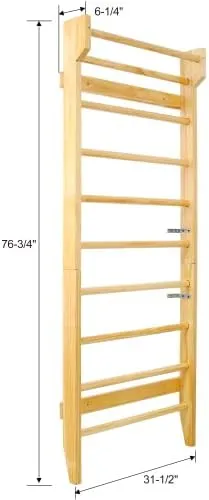Gymnastics Wood Stall Bar, Multi-use Swedish Ladder- Wall Mounted Pull Up Bar-Physical Therapy for Stretching and Various Exercises,Indoor Home Gym Workout Yoga