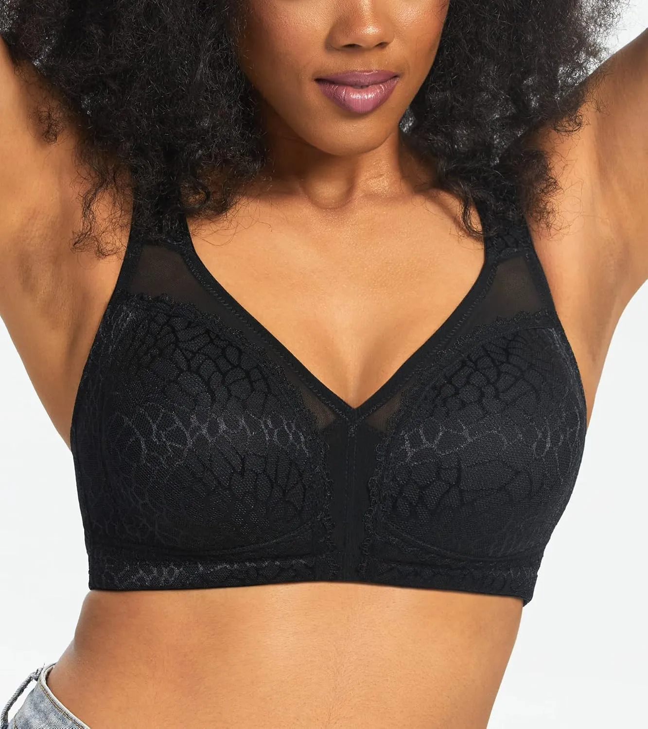 HACI Women's Minimizer Bra Full Coverage Everyday Wirefree Non Padded Plus Size for Large Bust Support Seamless