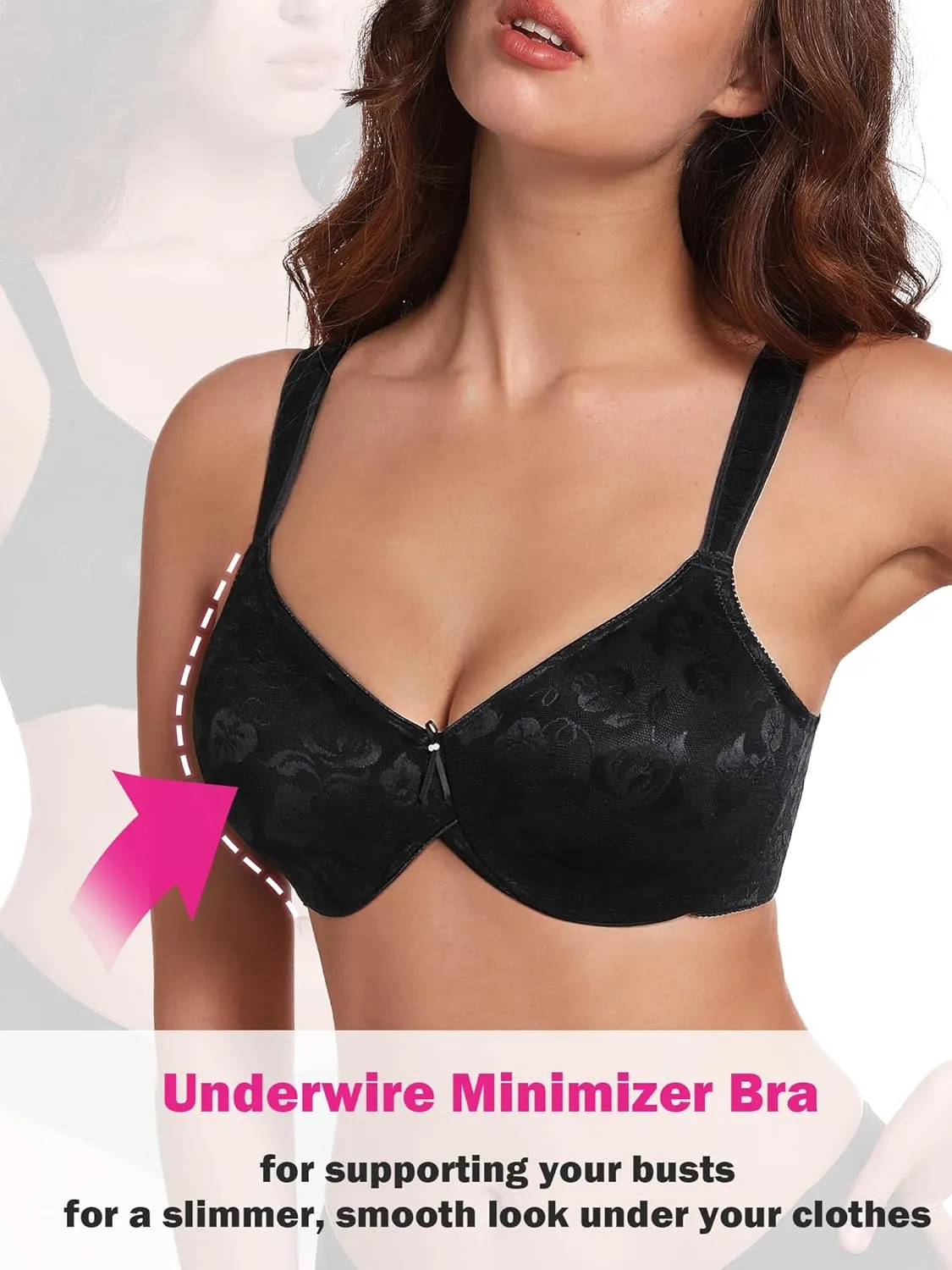 HACI Women's Minimizer Bra Full Figure Non Padded Plus Size Underwire Everyday Support