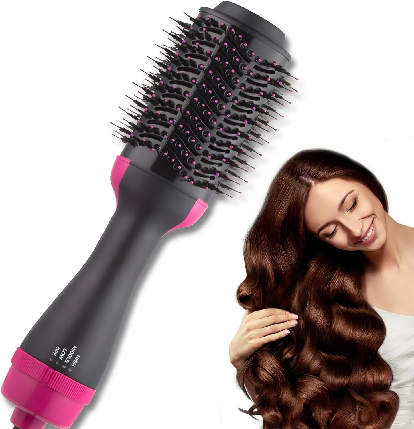 Hair Dryer Brush Blow Dryer in One, Upgraded 4 in 1 Hair Drying Hair Blowout Brush,One Step Hair Dryer and Styler Hot Air Hair Negative Ion Anti-frizz Straightener and Curling Wand