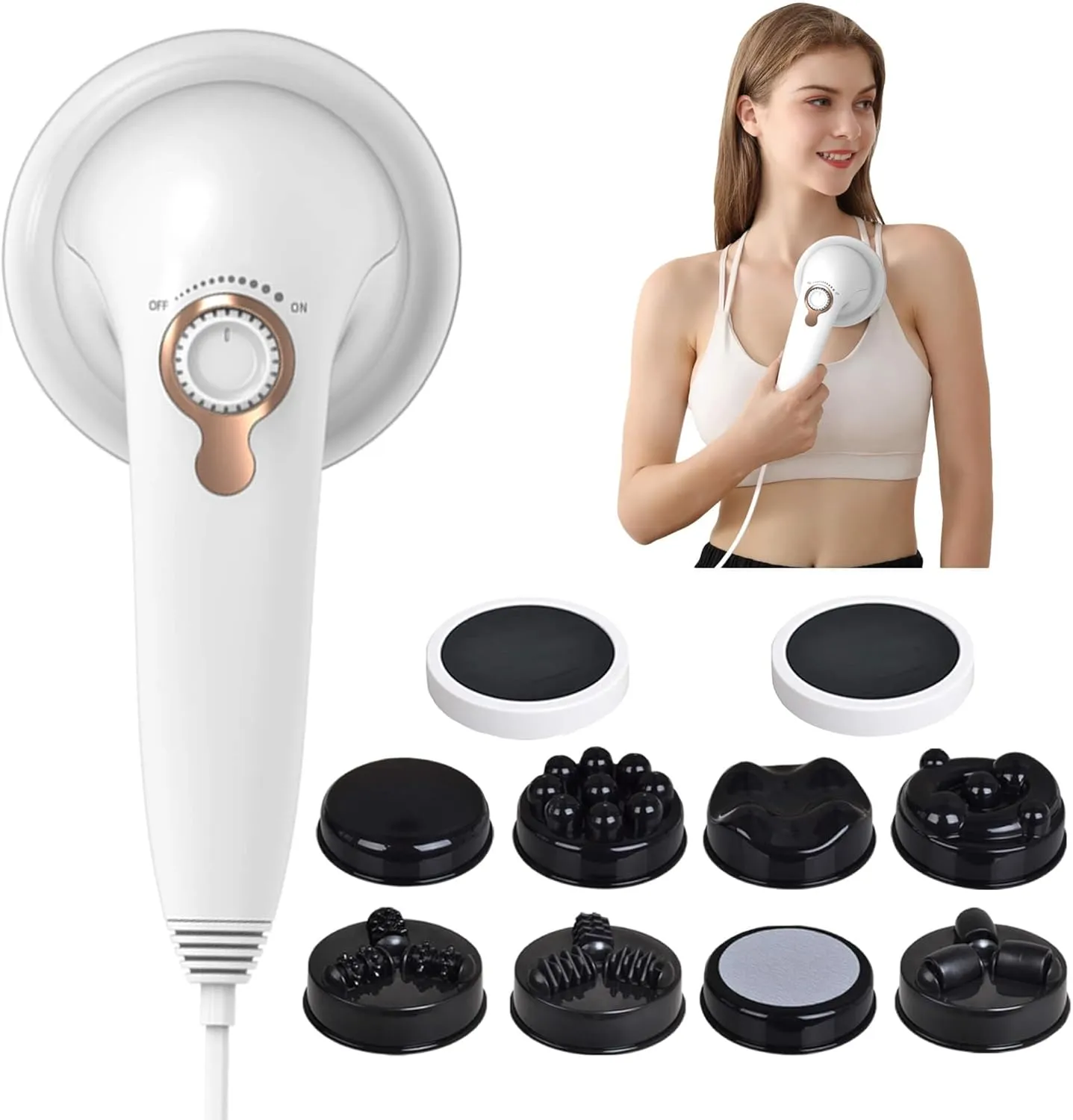 Handheld Cellulite Massager, Body Sculpting Machine, Lymphatic Drainage Massager, Stomach Massager with Lipo Roller for Belly Fat, Electric Vibrating Massage wand for Butt Waist Leg Arms Used at home.