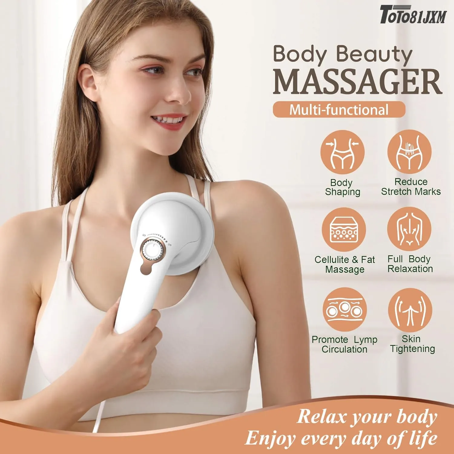 Handheld Cellulite Massager, Body Sculpting Machine, Lymphatic Drainage Massager, Stomach Massager with Lipo Roller for Belly Fat, Electric Vibrating Massage wand for Butt Waist Leg Arms Used at home.
