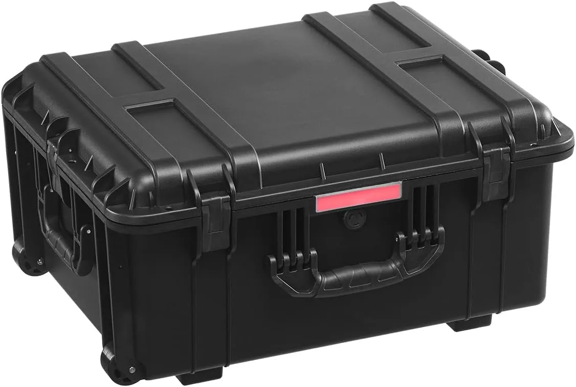 Happybuy Weatherproof Hard Case, Heavy Duty Protective Dry Box Case with Pre-Cut Foam, Wheels & Retractable Pull Handles for Travel, Hunting, Military, Tactical, IP67 Waterproof Case for Cameras