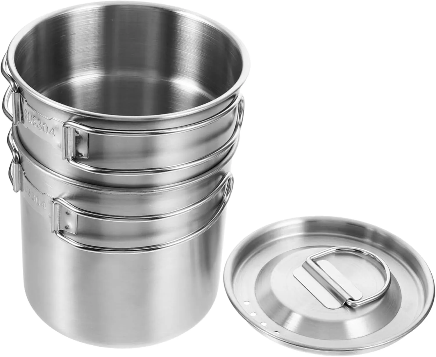 Happyyami Camping Coffee Mugs Set 2-Piece Stainless Steel Cups with Lid Portable Metal Drinking Cup for Outdoor Activities
