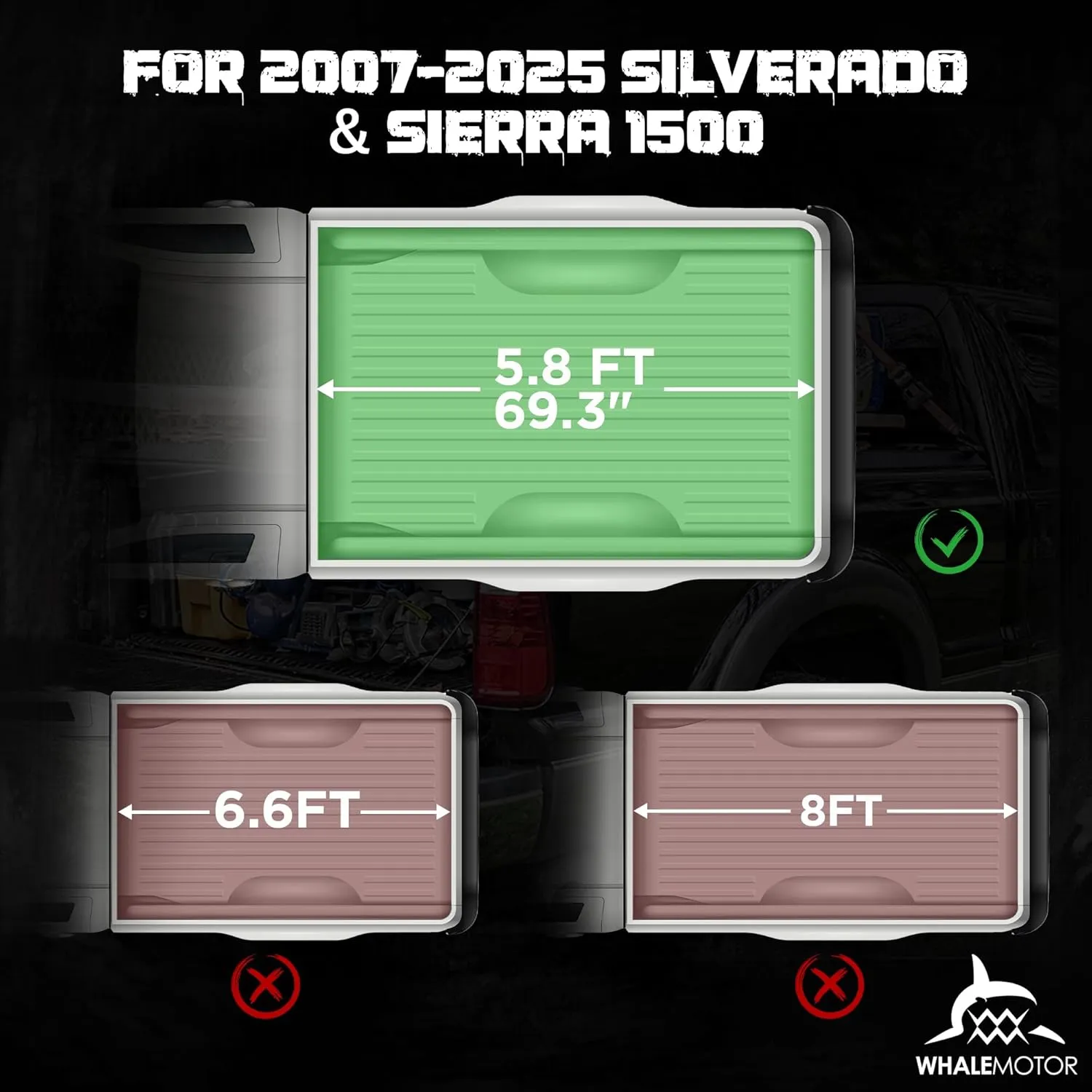Hard Folding Truck Bed Tonneau Cover Compatiable with Chevy Silverado & GMC Sierra 1500(2007-2025) 5.8 FT Short Box(NO CarbonPro Bed), Tri Fold Style