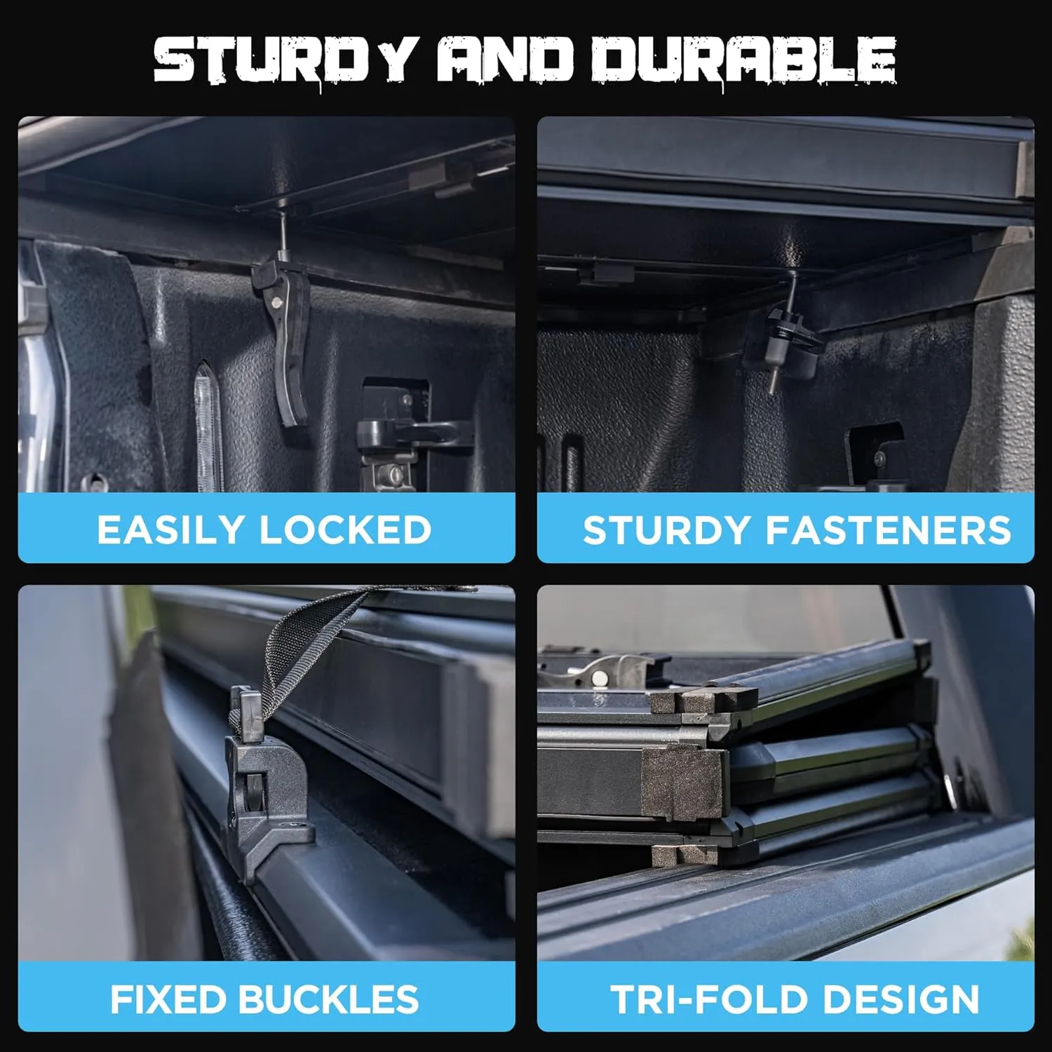 Hard Folding Truck Bed Tonneau Cover Compatiable with Chevy Silverado & GMC Sierra 1500(2007-2025) 5.8 FT Short Box(NO CarbonPro Bed), Tri Fold Style